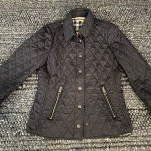 Burberry Brit Jacket US Size Large Navy Quilted Nova Check Full Zip